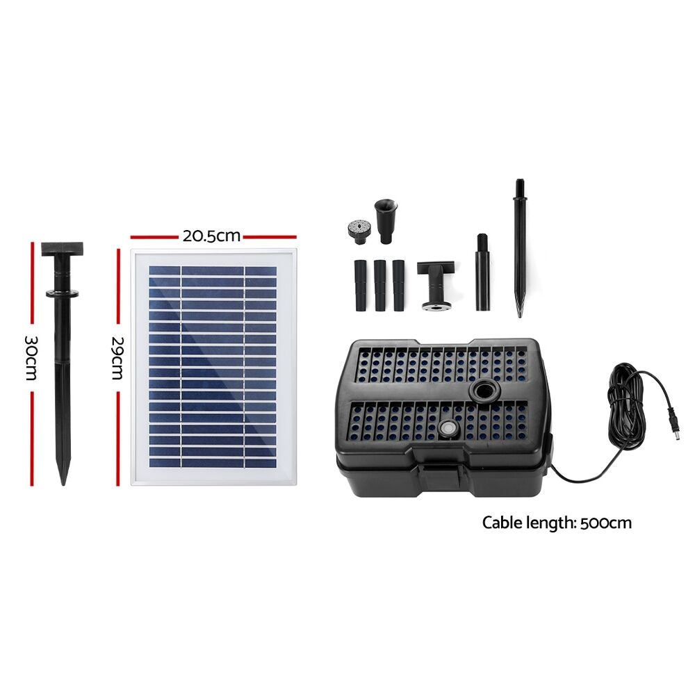 Solar Pond Pump with Eco Filter Box Water Fountain Kit 500L/H 1.4m Lift - Image 8