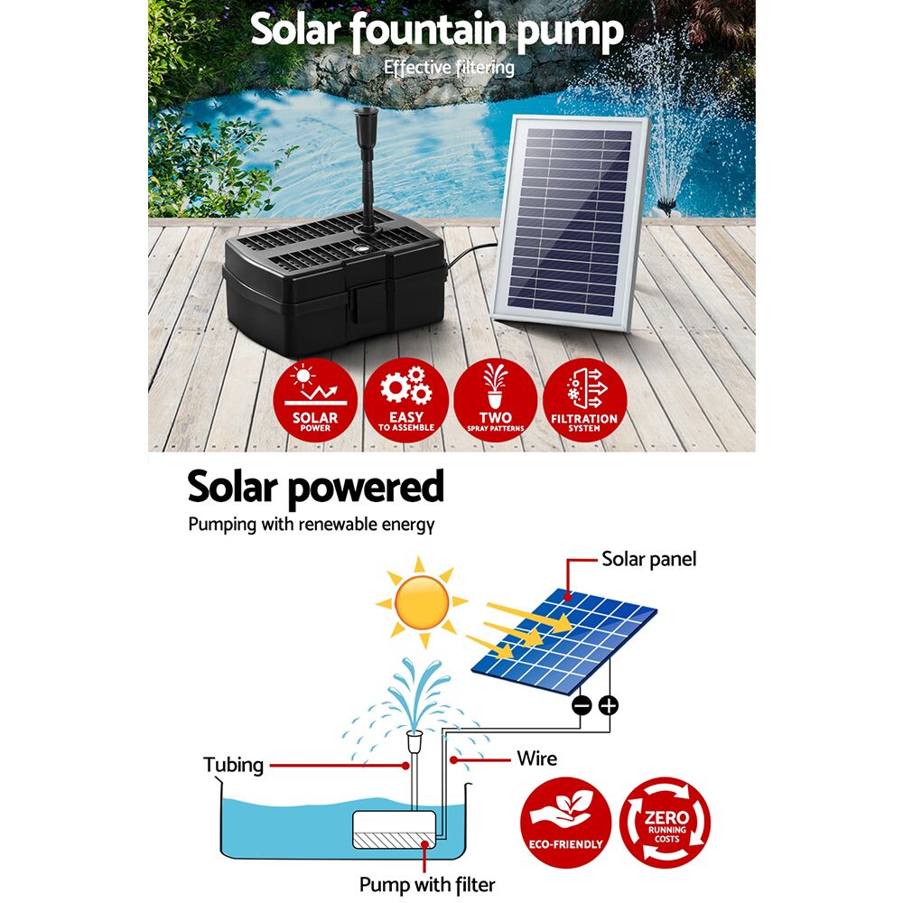 Solar Pond Pump with Eco Filter Box Water Fountain Kit 500L/H 1.4m Lift - Image 6