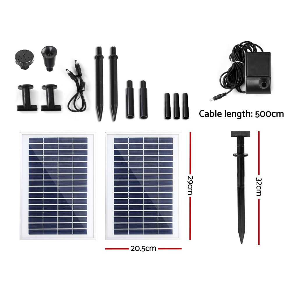 High Flow Submersible Water Fountain Kit with 2 Solar Panels 1,100 L/Hr and 2.2m Water Lift Height - Image 2