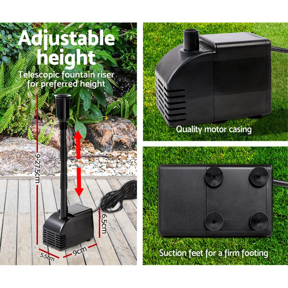 High Flow Submersible Water Fountain Kit with 2 Solar Panels 1,100 L/Hr and 2.2m Water Lift Height - Image 3