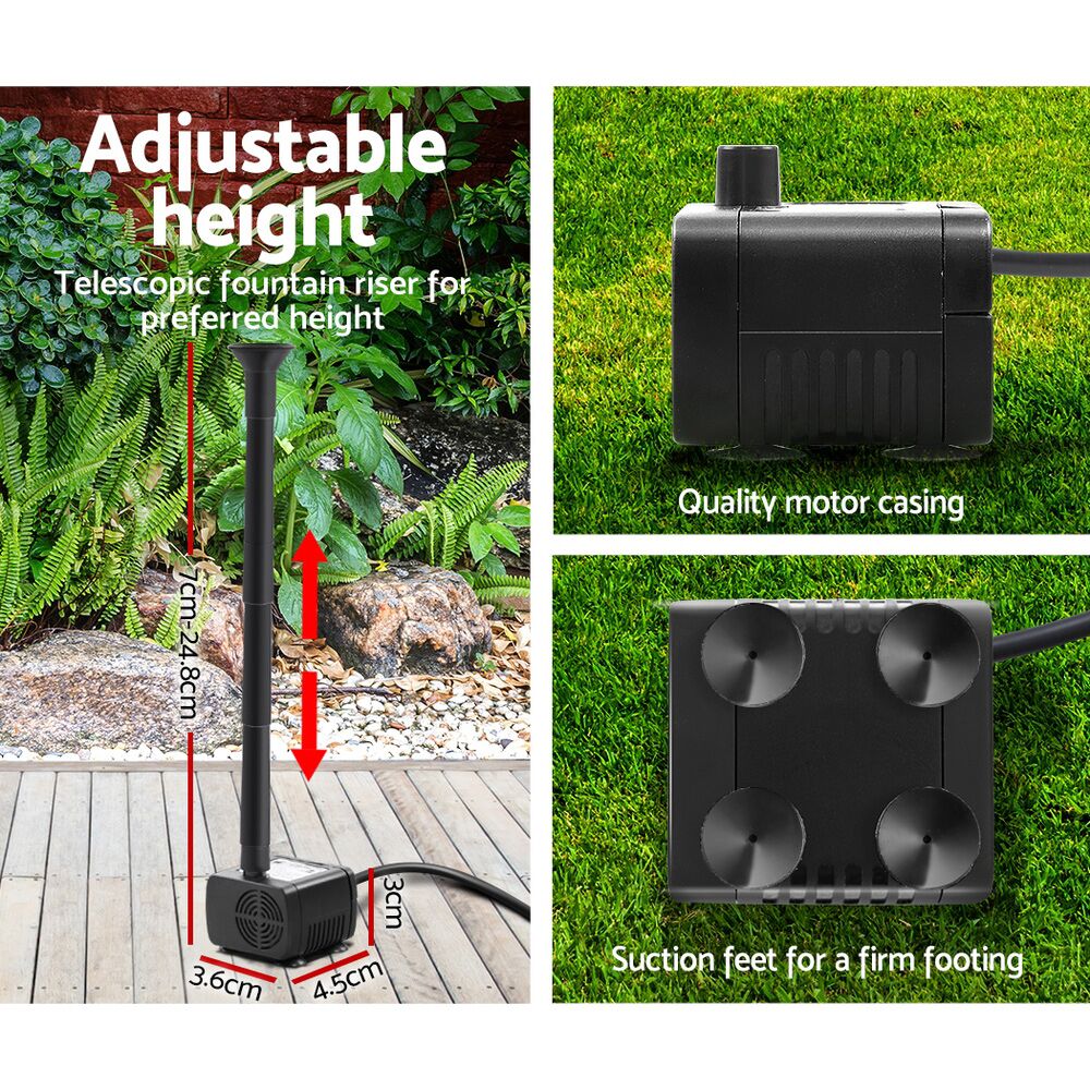 Solar Pond Pump Powered Garden Bird Bath Submersible Kit Panel Outdoor 300L/H 1.8m Lift - Image 4