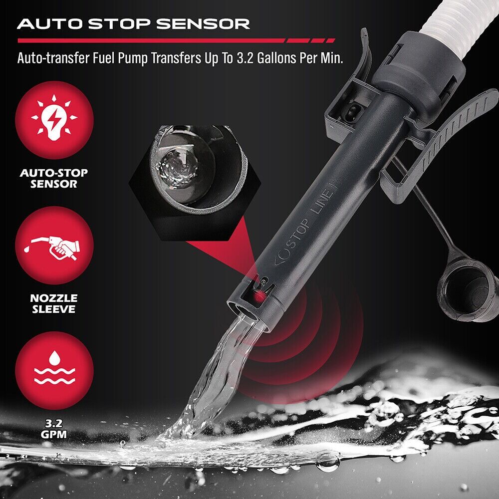 Battery Powered Fuel Transfer Pump Portable Gasoline Hose 16in - Image 2