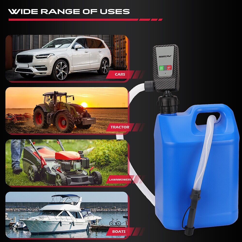 Battery Powered Fuel Transfer Pump Portable Gasoline Hose 16in - Image 7