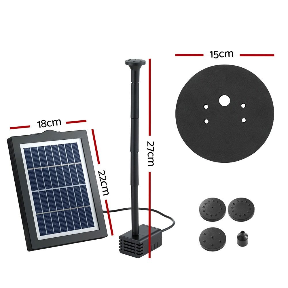 Solar Pond Pump Powered Garden Bird Bath Submersible Kit Panel Outdoor 190L/H 1.37m Lift - Image 2