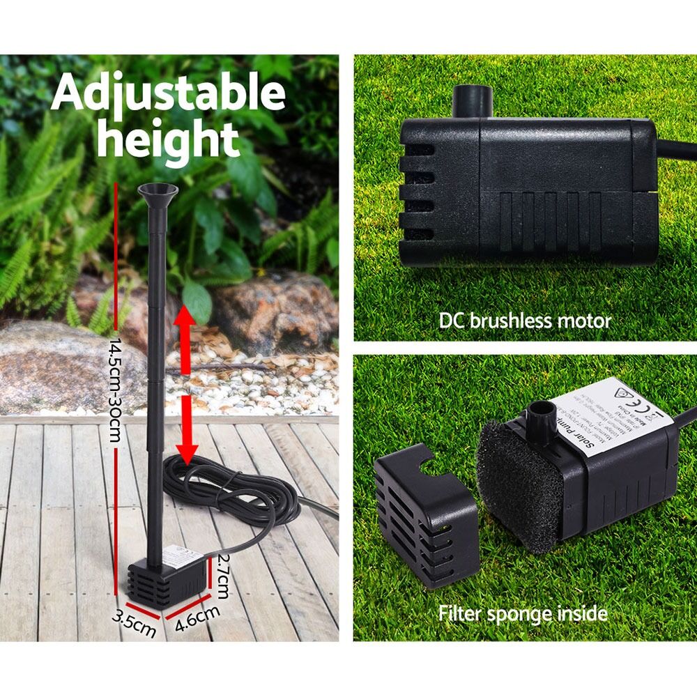 Submersible Solar Powered Water Pond Pump Kit Garden Pool Fountain 160L/H 0.8m Lift - Image 4