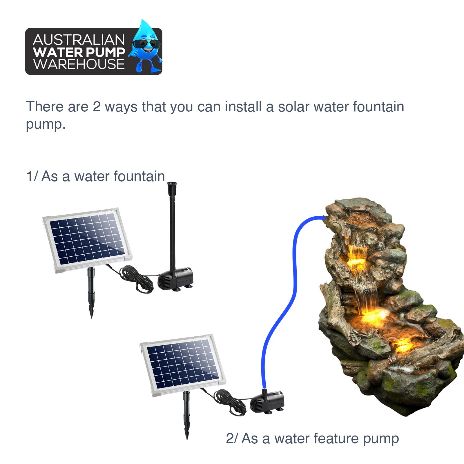 Solar Water Fountain Kit, Great Quality Reefe Brand 300L/H 0.9m Lift - Image 2