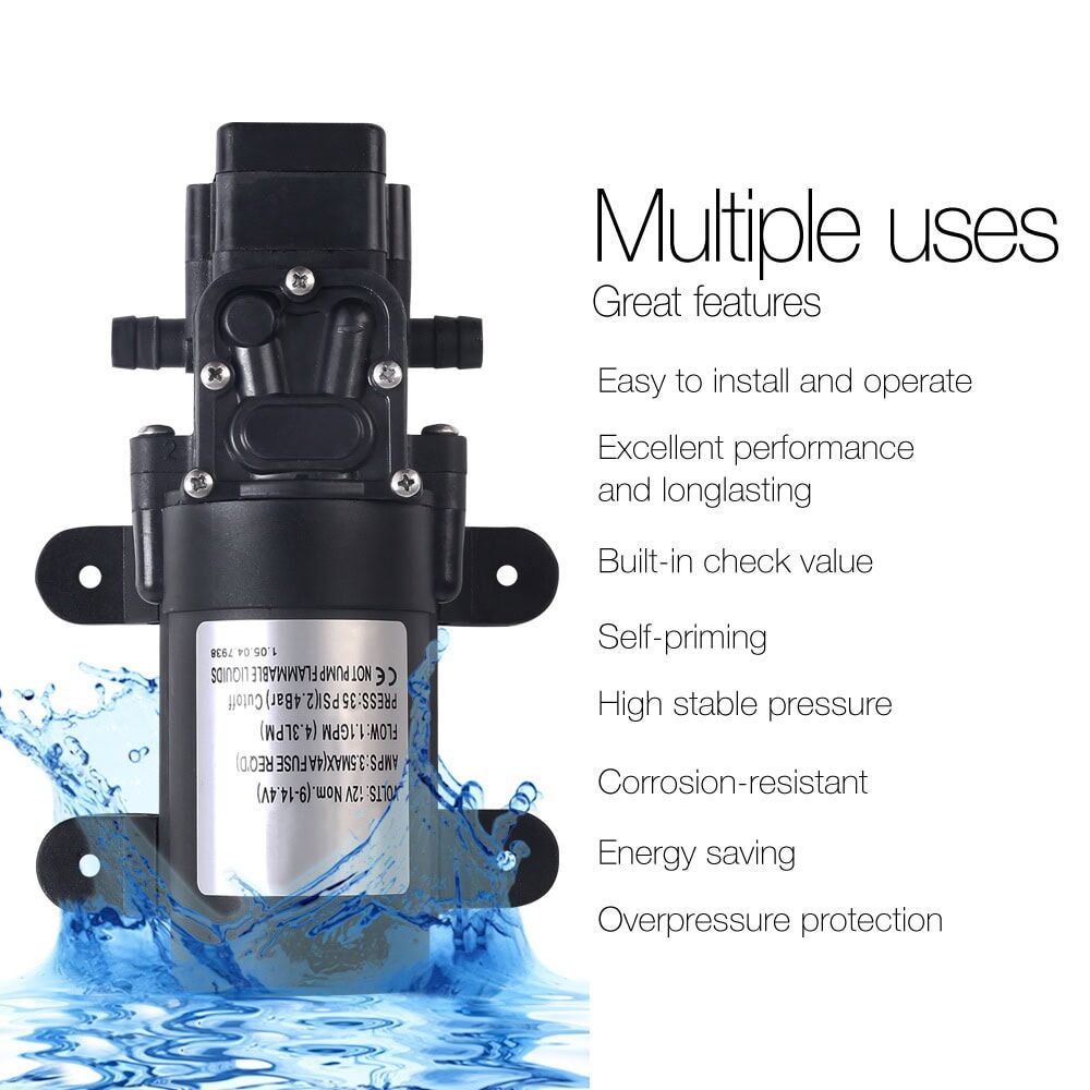 Portable Water Pressure Shower Pump 258L/H 35PSI 12V - Image 3