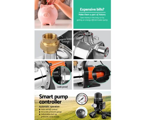 1500W High Pressure Garden Water Pump with Auto Controller 4,320L/H 52m Lift - Image 4