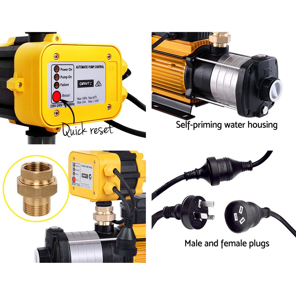 Multi Stage Water Pump Pressure Rain Tank Garden Farm House Irrigation 2000W Yellow Controller 9,000L/H 60m Lift - Image 5