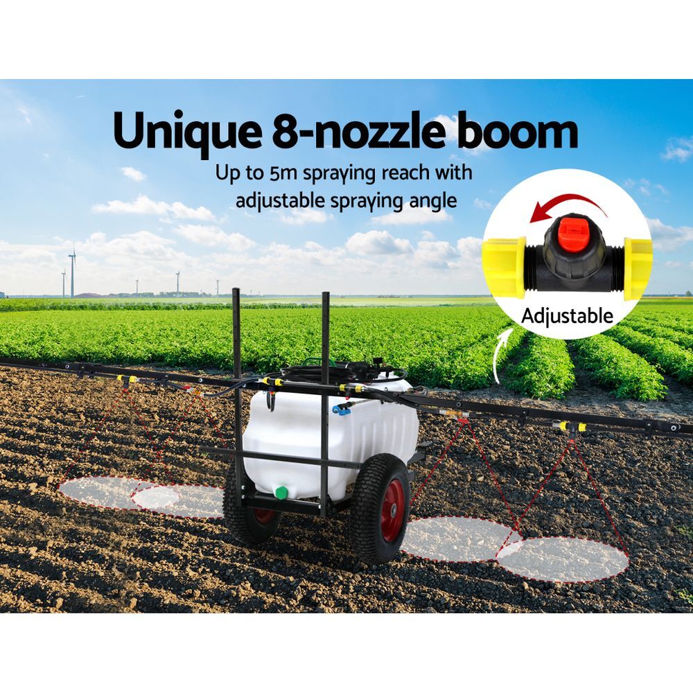 100L ATV Weed Sprayer 5M Boom Trailer Spot Spray Tank Farm Pump 780L/H - Image 4