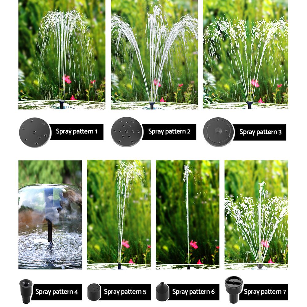 Solar Pond Pump Water Fountain Kit with Battery Back-Up, Adjustable Water Flow, Timer and LED Lighting 330L/H 2.7m Lift - Image 3