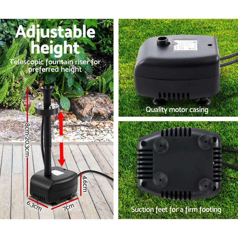 Solar Powered Water Fountain Pump Kit with Lithium Back Up Battery 155L/H 1.2m Lift - Image 4