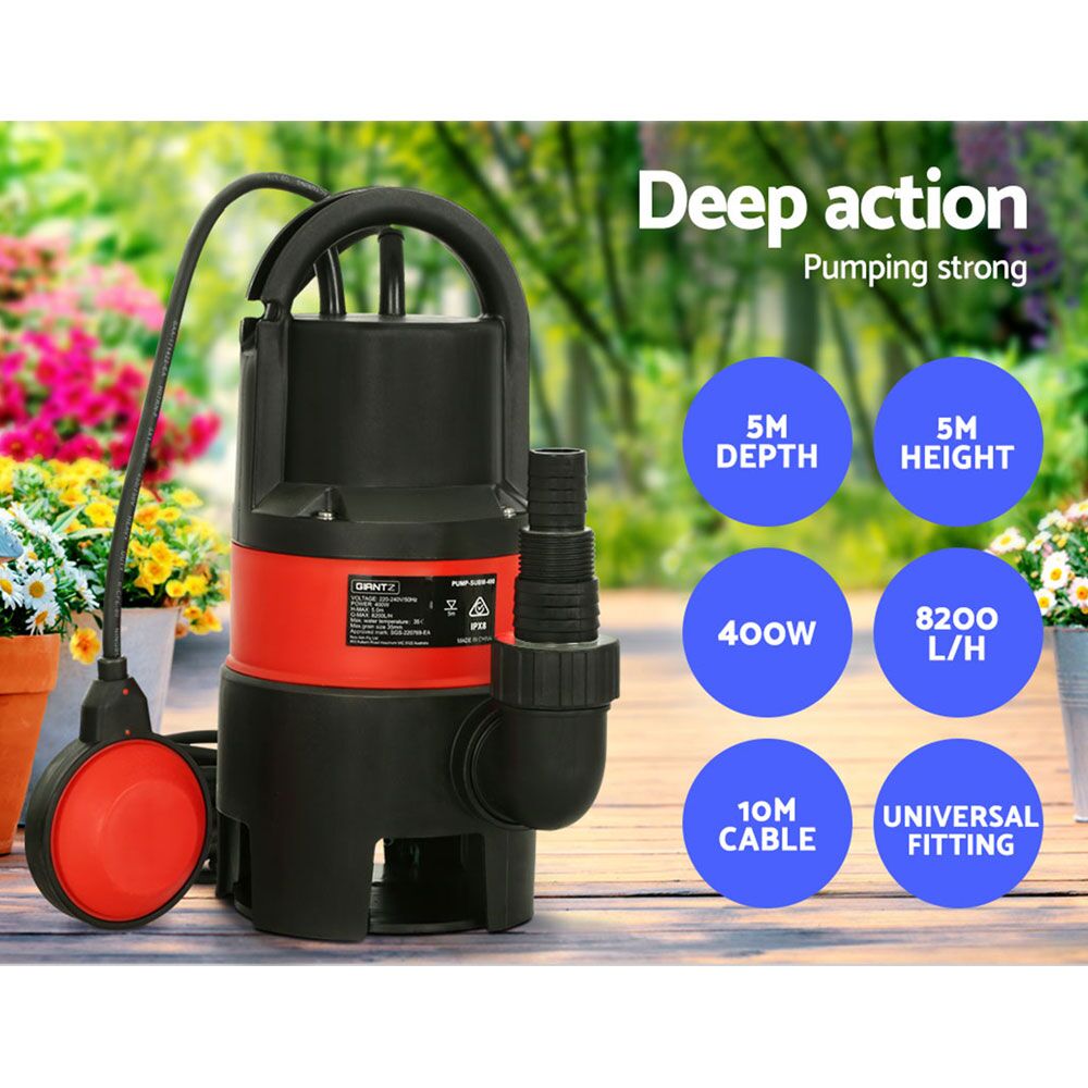 400W Submersible Dirty Water Pump Swim Pool Flooding Pond Clean 8,200L/H 5m Lift - Image 5