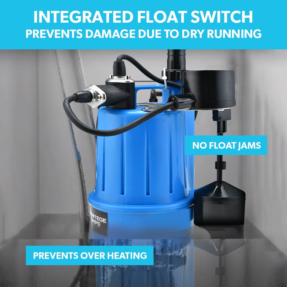 Submersible Tight Access Clean/Grey Water Sump Pump with Vertical Float Switch 3,000L/H Capacity - Image 3