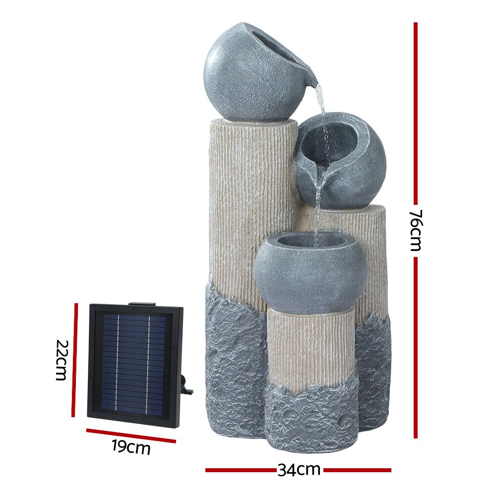 3-Tier Solar Powered Water Fountain with LED Lights 76cm 250L/H - Image 2
