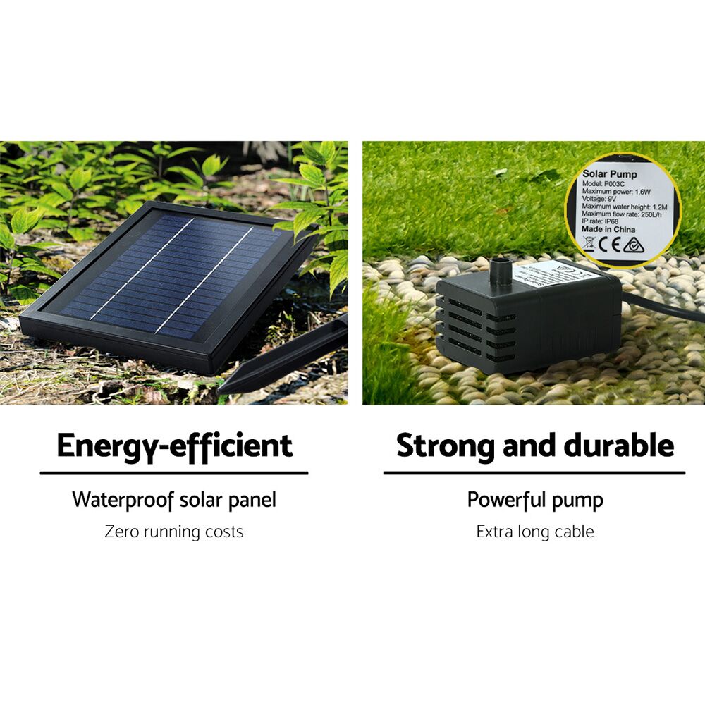 3-Tier Solar Powered Water Fountain with LED Lights 76cm 250L/H - Image 7