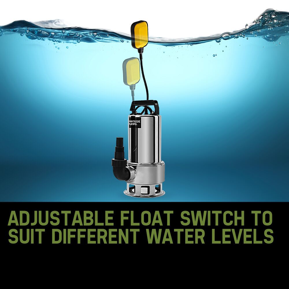 PROTEGE 2000W Submersible Dirty Water Pump Bore Tank Well Steel Automatic - Image 4