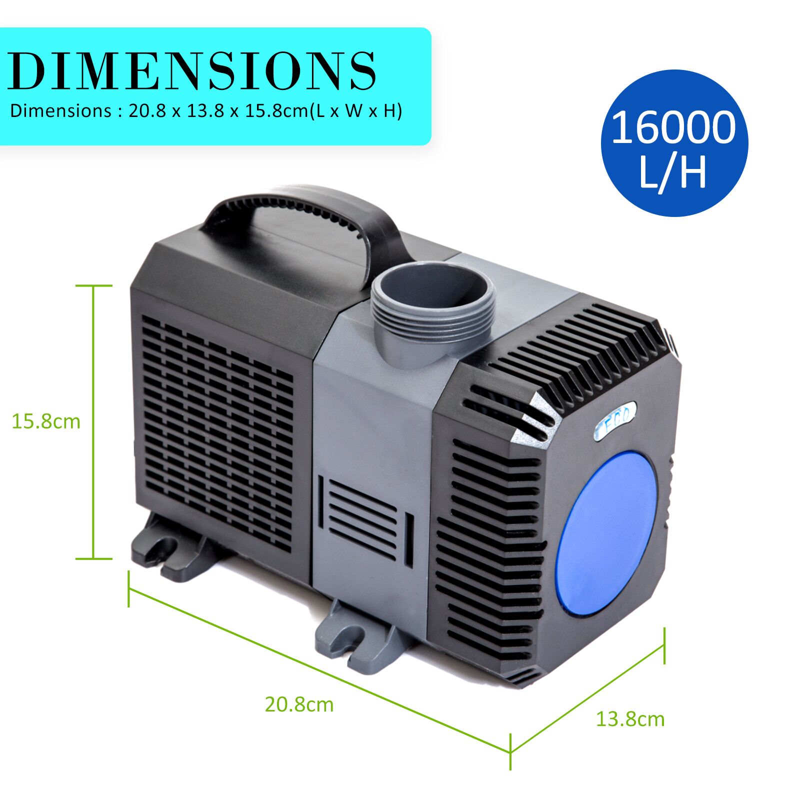 Dynamic Power Aquarium Submersible Pond Water Pump 16000L/H - Image 3