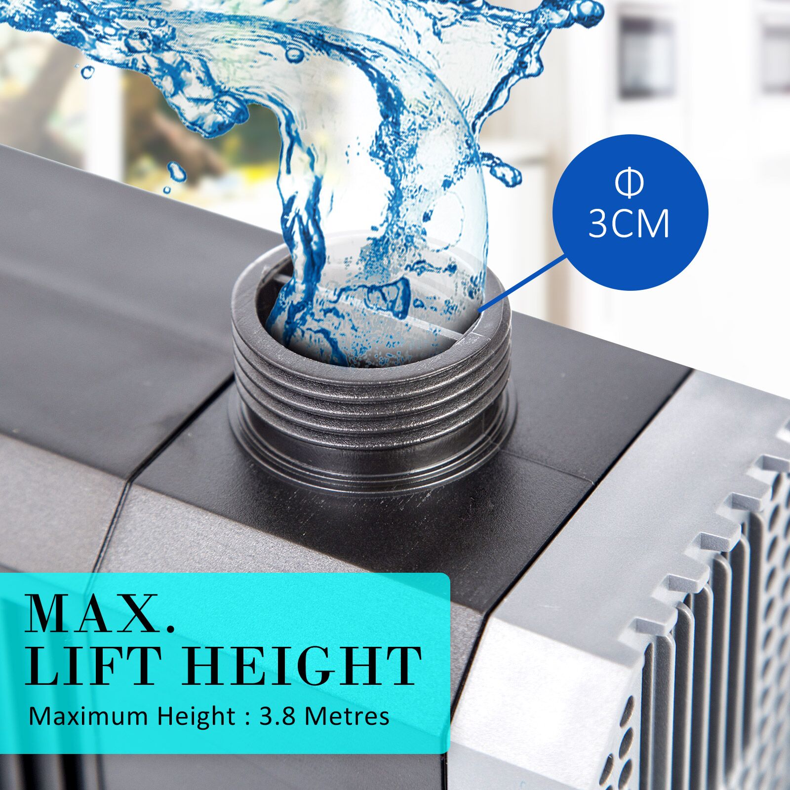 Dynamic Power Aquarium Submersible Water Pump 5000L/H 80W 3.8m Pond - Image 11