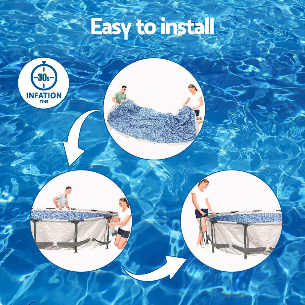 Bestway Swimming Pool 366x76cm Steel Frame Round Above Ground Pools w/ Filter Pump 6473L White - Image 6