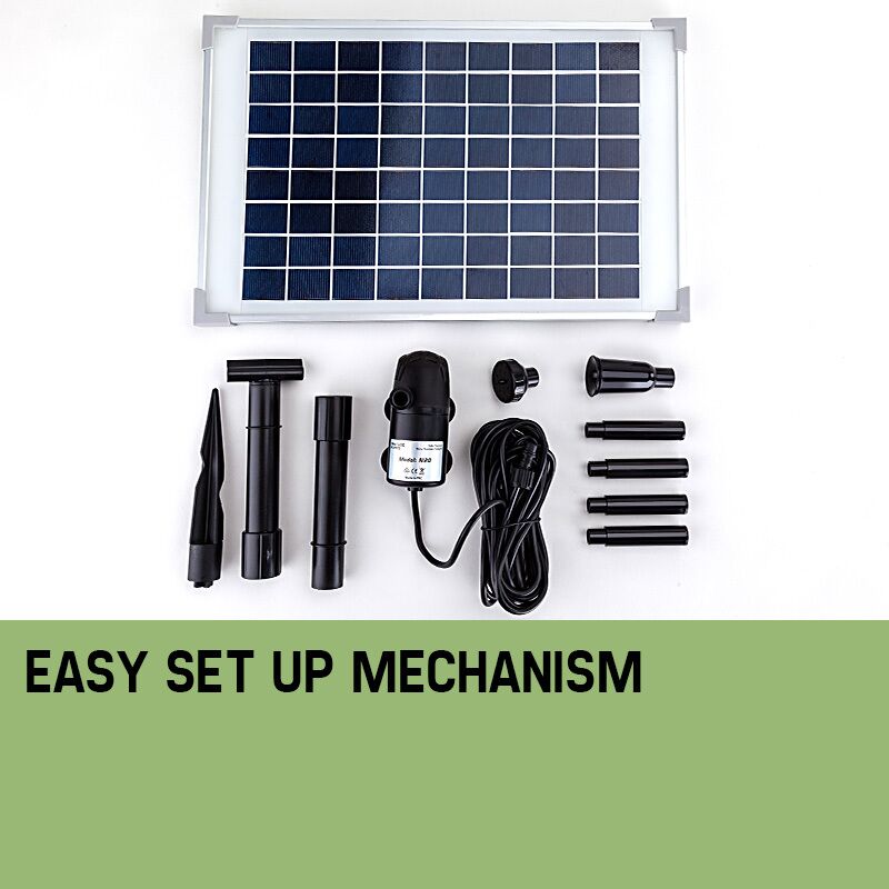 Protege 50W Solar Powered Fountain Submersible Water Pump Pond Kit Power Garden Panel 1,600L/H 2m Lift - Image 8