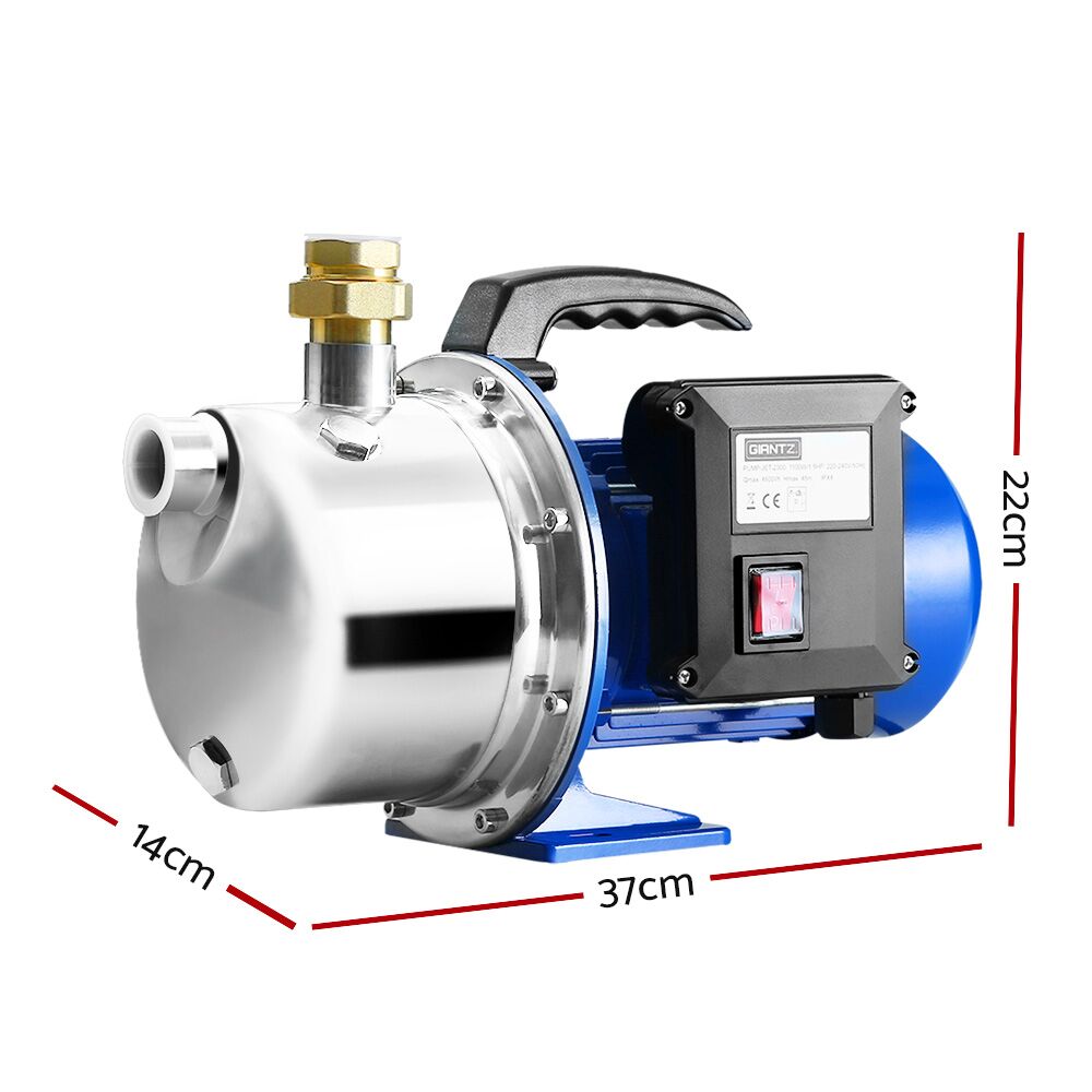 Stainless Steel High Pressure Jet Water Pump 4,600L/H 45m Lift 1100W - Image 2