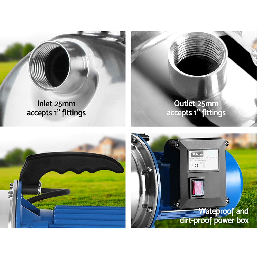 Stainless Steel High Pressure Jet Water Pump 4,600L/H 45m Lift 1100W - Image 6