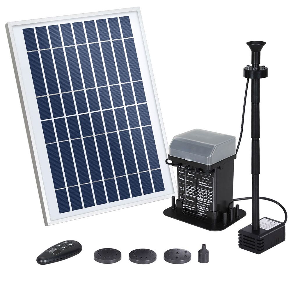 Submersible Solar Powered Water Pump with Battery Kit and LED Lights Pond Garden Pool 270L/H 1.6m Lift