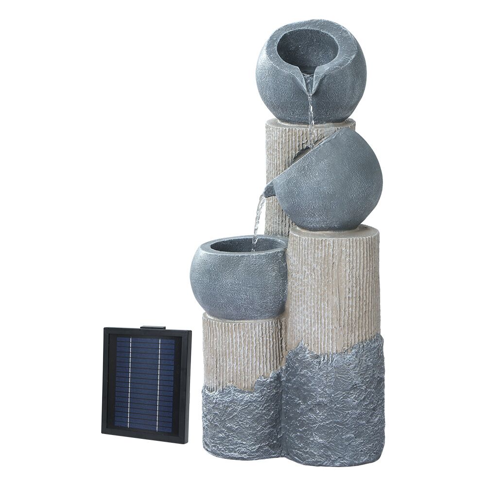 3-Tier Solar Powered Water Fountain with LED Lights 76cm 250L/H
