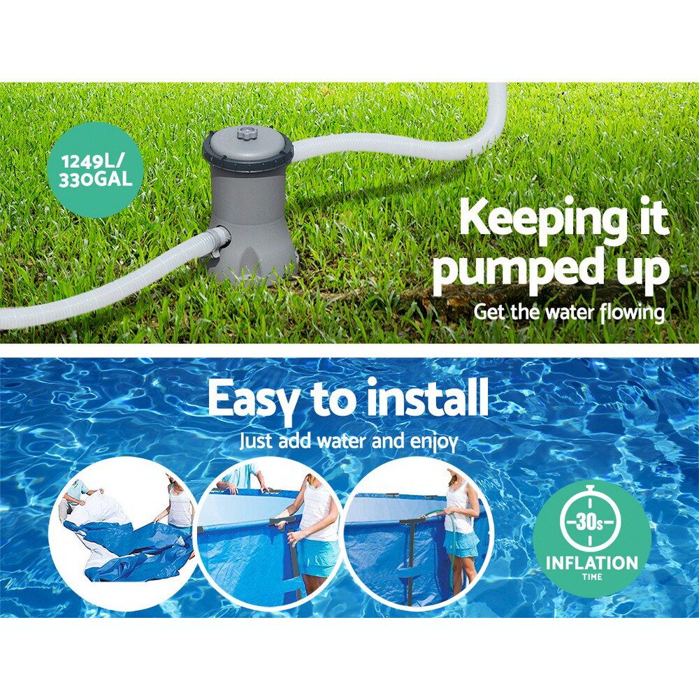 Bestway Swimming Pool 366x76cm Steel Frame Round Above Ground Pools w/ Filter Pump 6473L Blue - Image 5