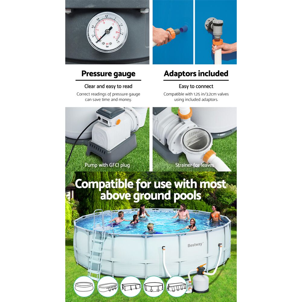 Bestway Pool Pump Sand Filter 3000GPH 11355L/H Pools Flowclear Filters - Image 6