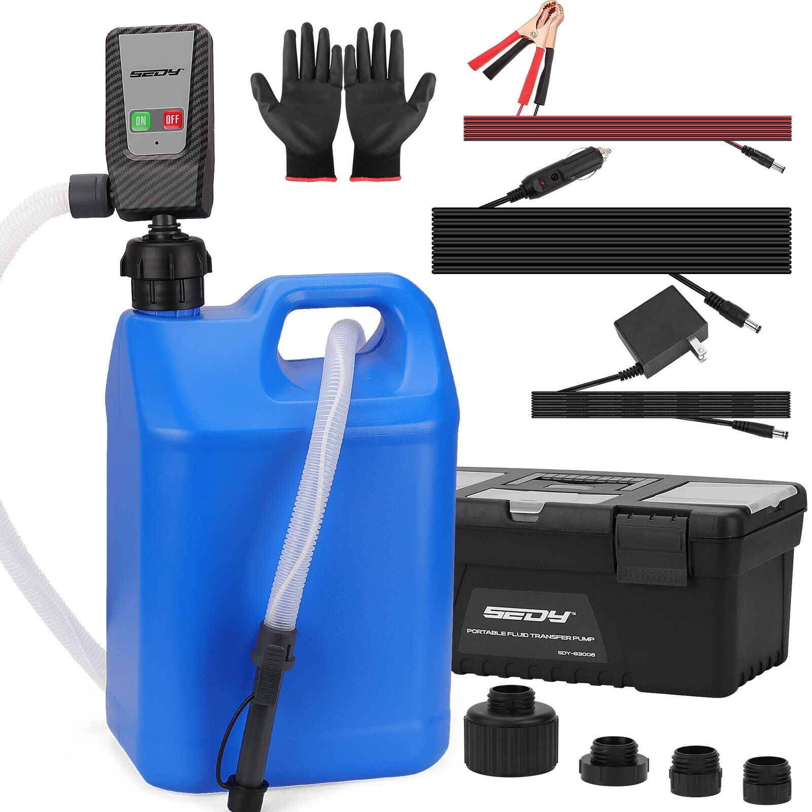 Battery Powered Fuel Transfer Pump Portable Gasoline Hose 16in
