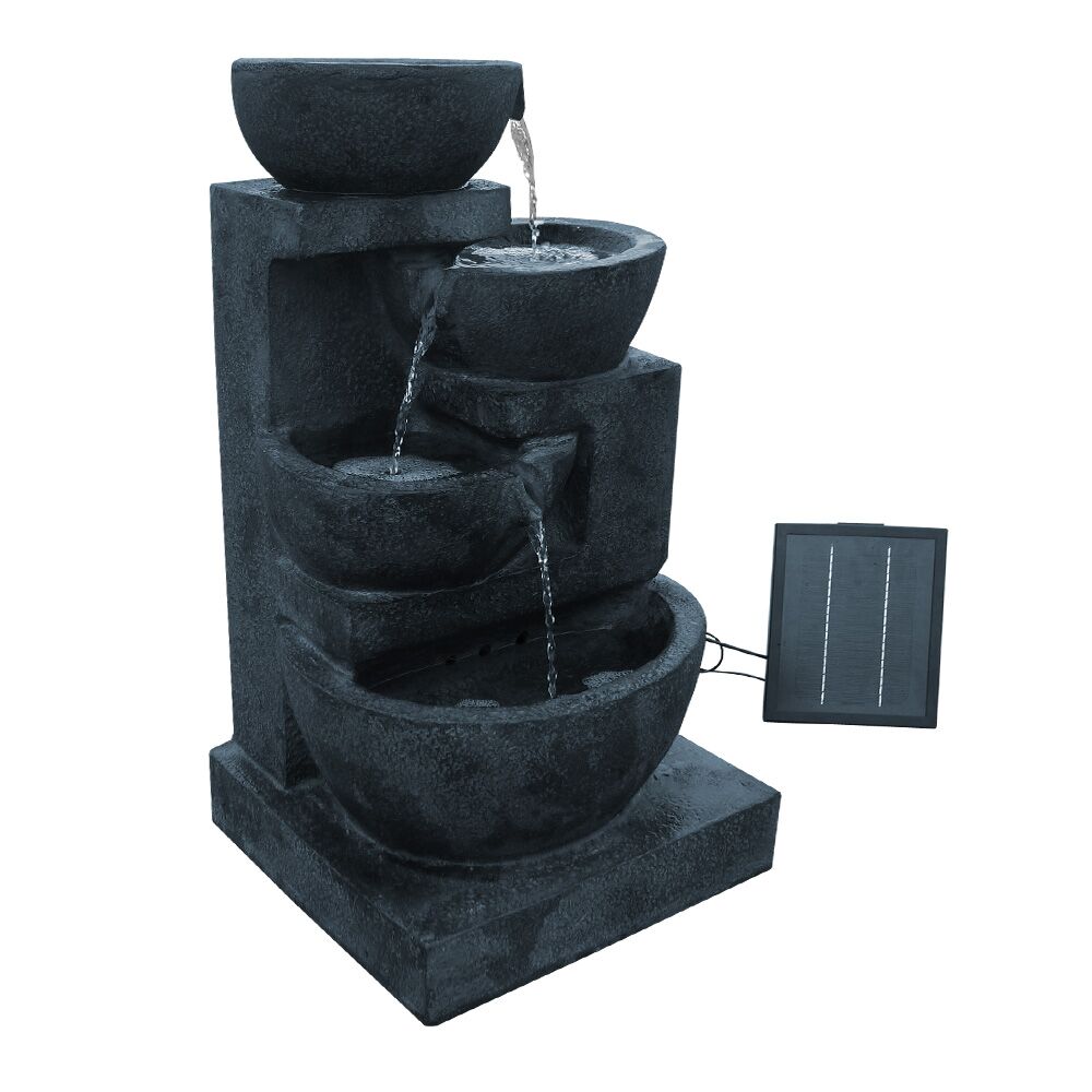 4 Tier Solar Powered Water Fountain with Light – Blue 250L/H 1.2m Lift