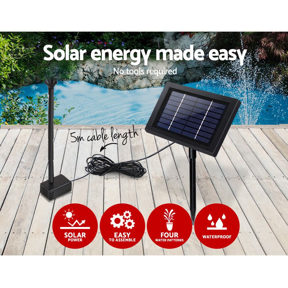 8W Solar Powered Water Pond Pump Outdoor Submersible Fountains 230L/H 1.2m Lift - Image 4