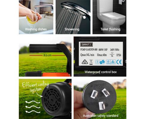 800W High Pressure Garden Water Pump with Auto Controller 3,240L/H 40m Lift - Image 2
