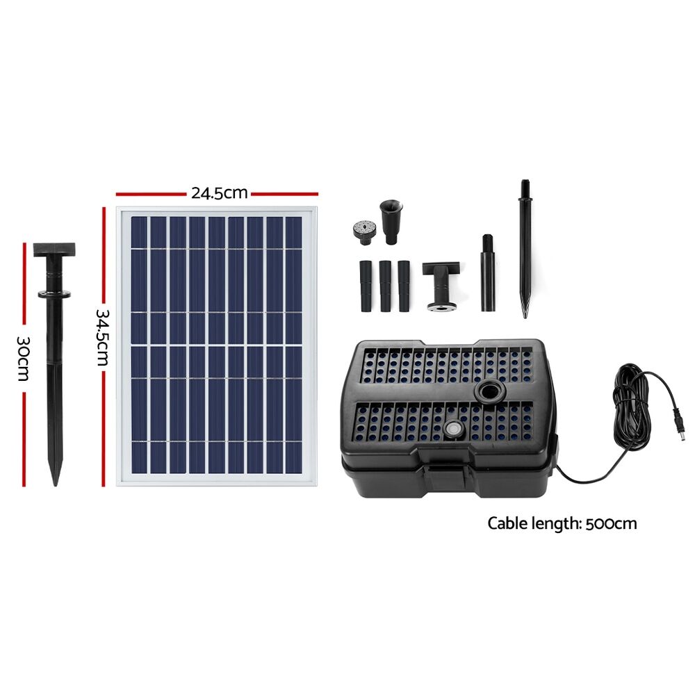Solar Pond Pump with Eco Filter Box Water Fountain Kit 800L/H 1.5m Lift - Image 2