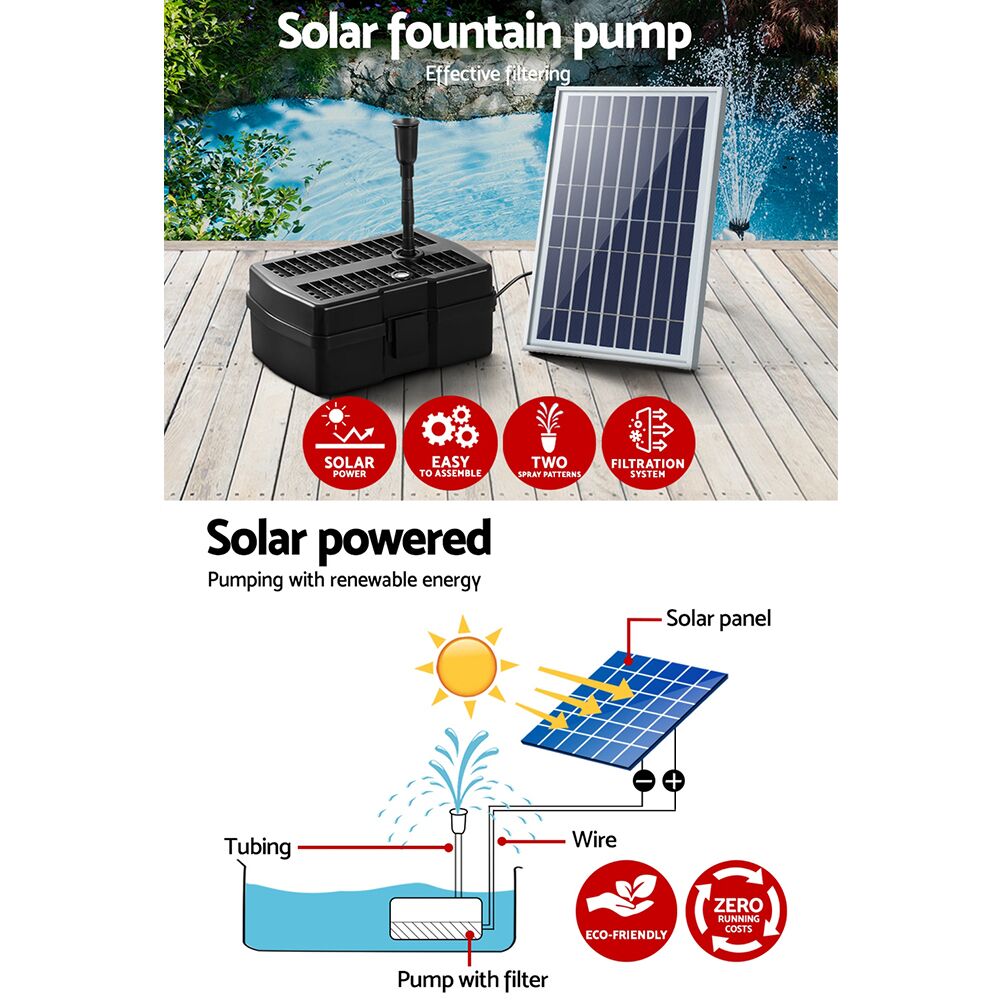 Solar Pond Pump with Eco Filter Box Water Fountain Kit 800L/H 1.5m Lift - Image 4