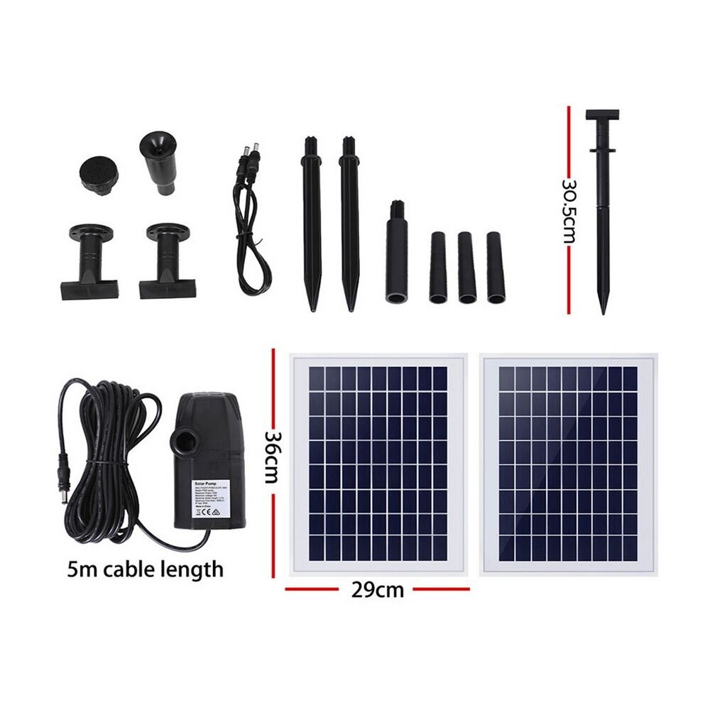 High Flow Solar Pond Pump Submersible Water Fountain Kit with 2 Panels 1600L/H 2.7m Lift - Image 2