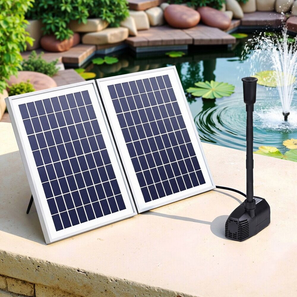 High Flow Solar Pond Pump Submersible Water Fountain Kit with 2 Panels 1600L/H 2.7m Lift - Image 3