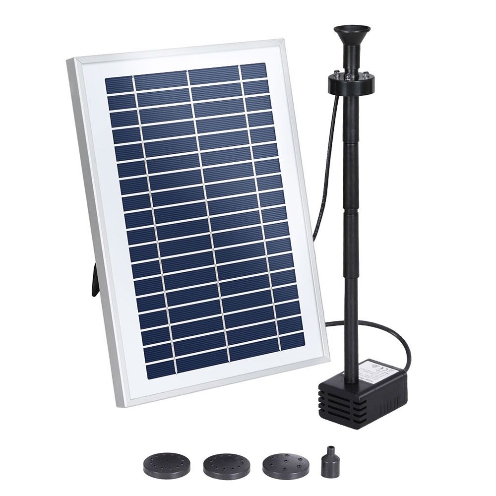 Solar Pond Pump Submersible Water Fountain with Battery LED Lights 250L/H 1.35m Lift